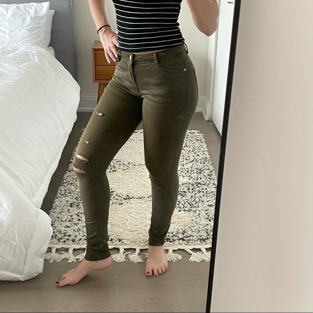 Zara trafaluc green skinny jeans
